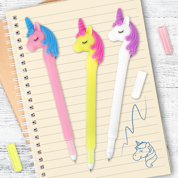 Ручка фигурная шариковая ЮНЛАНДИЯ "Единорог", мягкий силиконовый корп, ассорти, СИНЯЯ, 0,7мм, 143776