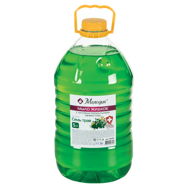 Мыло жидкое 5л МЕЛОДИЯ "Семь трав" с антибактериальным эффектом, ПЭТ