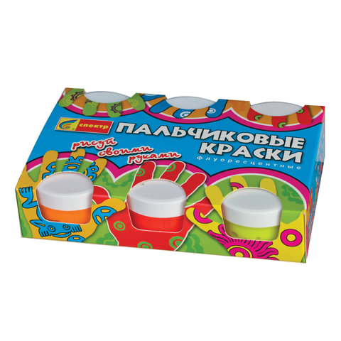 Краски пальчиковые "Яркая забава", набор 6цв., флуоресцентные, 60мл, 09С-504 Краски пальчиковые "Яркая забава", набор 6цв., флуоресцентные, 60мл, 09С-504