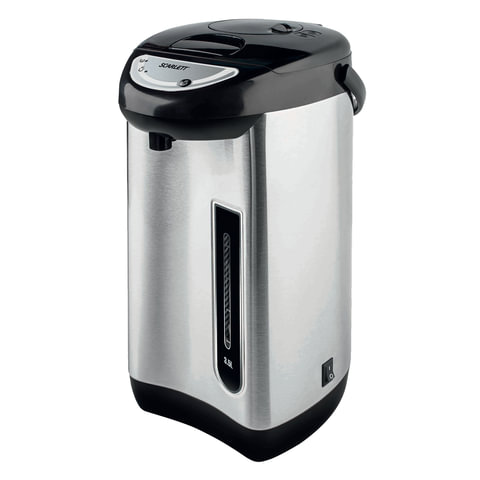 Термопот SCARLETT SC-ET10D01, 3,5 л, 750 Вт, 1 температ. режим, ручной насос, сталь, черный/серебр