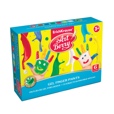 Краски пальчиковые ERICH KRAUSE Artberry 6цв, 210мл, на водной основе, картонный рукав, 34818 Краски пальчиковые ERICH KRAUSE Artberry 6цв, 210мл, на водной основе, картонный рукав, 34818