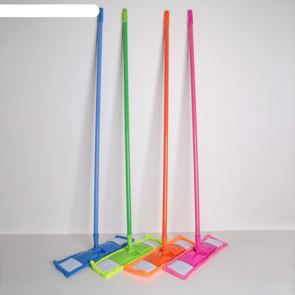 Швабра плоская, ручка 119 см, насадка микрофибра 40×10 см, цвет МИКС