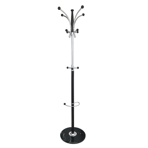 Вешалка-стойка BRABIX "CR-848" на мраморном диске, металл, 4+3 крючка, цвет коричневый, 606435 