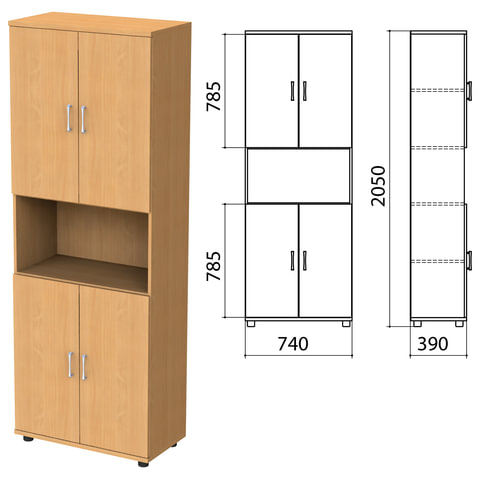 Шкаф полузакрытый "Монолит", 740х390х2050мм, цвет бук