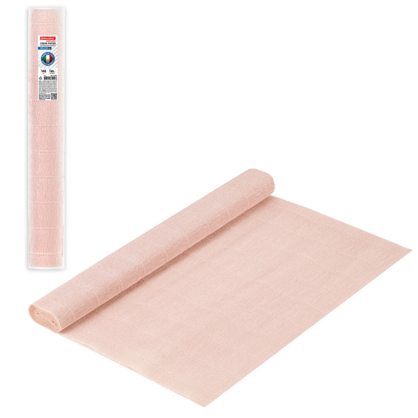Бумага гофрированная/креповая (ИТАЛИЯ) 140 г/м2, 50х250см, бело-розовая (969), BRAUBERG FIORE,112586