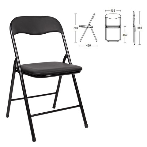 Стул складной для  офиса BRABIX "Golf CF-007", черный каркас, кожзам черный