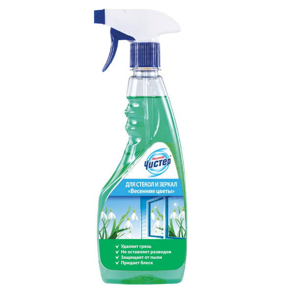 Средство для мытья стекол и зеркал МИСТЕР ЧИСТЕР 500мл "Весенние цветы", распылитель, B40156