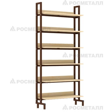 Стеллаж односторонний меламин 900х300х1900мм цвет Клен, м/к серый, М400