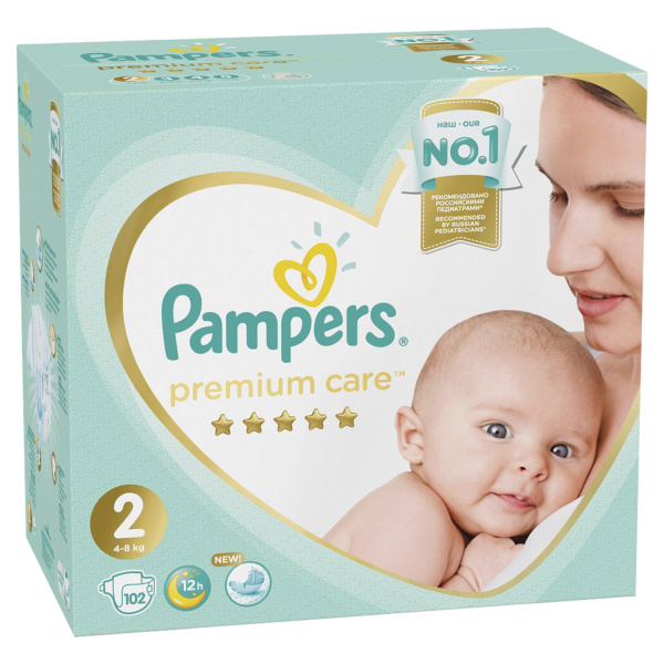 Подгузники КОМПЛЕКТ 102 шт. PAMPERS (Памперс) "Premium Care", размер 2 (4-8 кг), 8001090646323 Подгузники КОМПЛЕКТ 102 шт. PAMPERS (Памперс) "Premium Care", размер 2 (4-8 кг), 8001090646323
