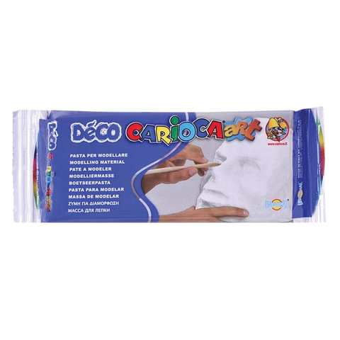 Пластичная масса для моделирования и лепки CARIOCA "Deco", 500 г, отвердевающая, белая, 30996/312268
