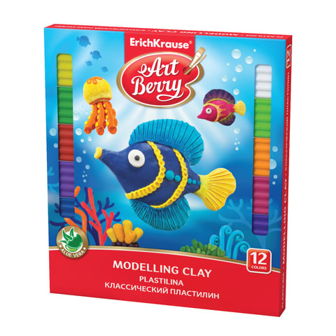Пластилин ERICH KRAUSE, 12 цветов, 216 г, со стеком, 30654