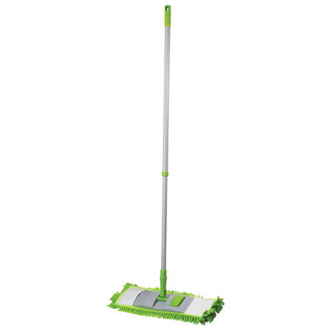 Швабра с флаундером 40 см, черенок 70-120 см, МОП "СИНЕЛЬ" из микрофибры букли (ТИП К), ЛЮБАША, 6036