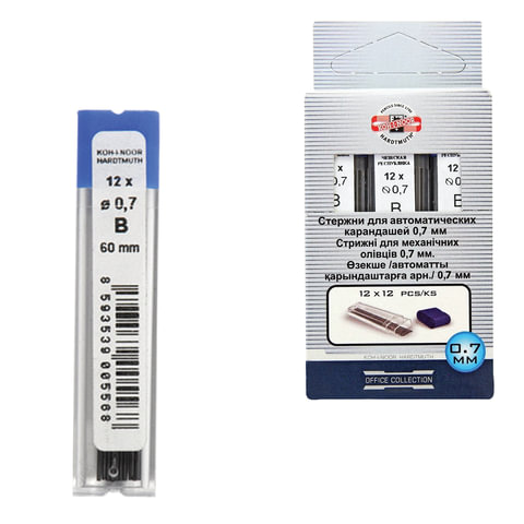 Грифель запасной KOH-I-NOOR B 0,7 мм, 12 шт., 4162/B Грифель запасной KOH-I-NOOR B 0,7 мм, 12 шт., 4162/B