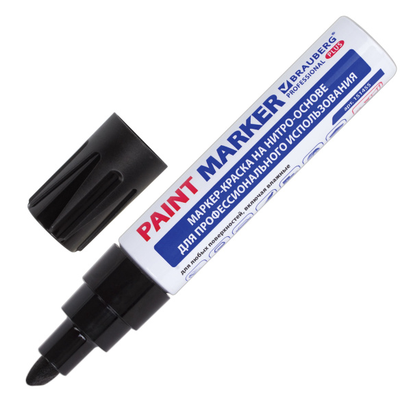 Маркер-краска лаковый (paint marker) 8 мм, ЧЕРНЫЙ, НИТРО-ОСНОВА, алюминиевый корпус, BRAUBERG PROFES Маркер-краска лаковый (paint marker) 8 мм, ЧЕРНЫЙ, НИТРО-ОСНОВА, алюминиевый корпус, BRAUBERG PROFES