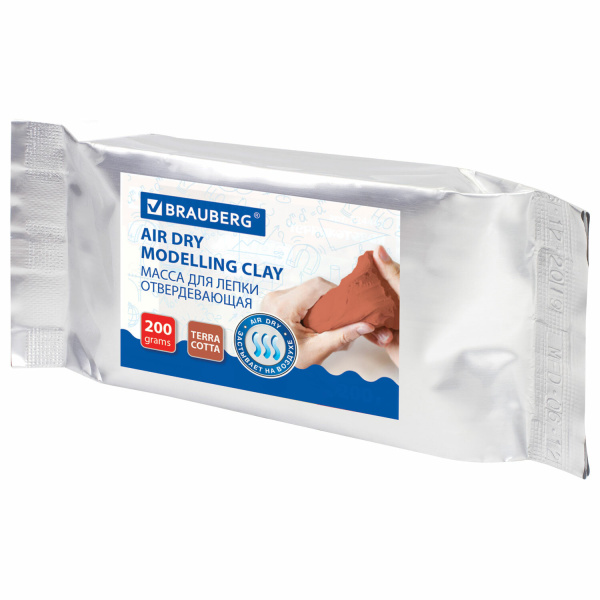 Пластичная масса для моделир. и лепки BRAUBERG отверд.,200г,терракот,ВЫСШЕЕ КАЧЕСТВО(Тайланд),224442