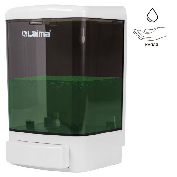 Диспенсер для жидкого мыла ЛАЙМА, НАЛИВНОЙ, 1л, ABS, белый (тонированный), 603920