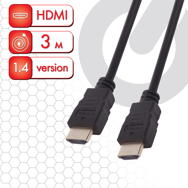 Кабель HDMI AM-AM, 3 м, SONNEN, ver1.4, FullHD, 4К, для ноутбука, компьютера, ТВ-приставки, монитора
