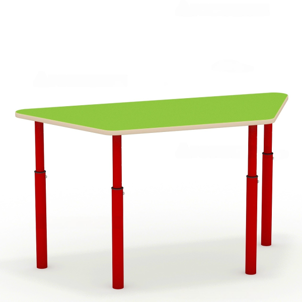 Стол трапециевидный, регулируемый с закругл. угл. (зеленый, м/к красный), М612 РЗ