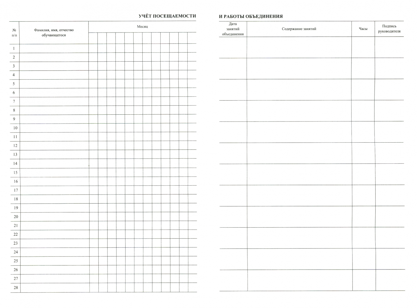 Журнал учёта внеурочной деятельности обучающихся 5-11 классов в образовательной организации				