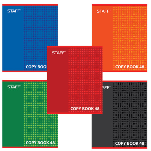Тетрадь 48л. клетка STAFF, офсет №2, 60 г/м2, обложка мелованный картон, "Один цвет"