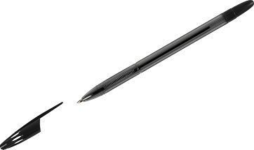 Ручка шариковая СТАММ "555" черная, 0,7мм, тонированный корпус