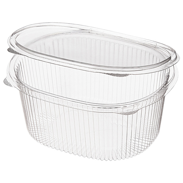 Одноразовый контейнер овальный 1000 мл С КРЫШКОЙ ЮП-РКС, КОМПЛЕКТ 420 шт., прозрачный ПЭТ, ЮУПМ6006