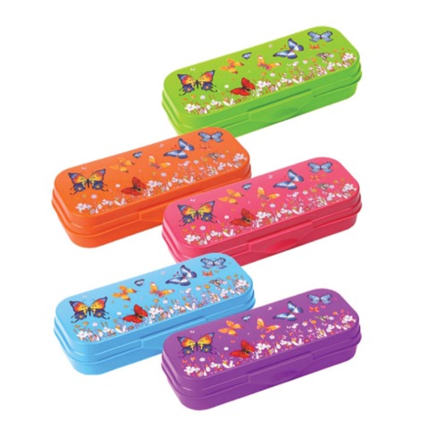 Пенал СТАММ "Intensive", пластиковый, с рисунком бабочек, непрозрачный, цвет ассорти, ПН110 Пенал СТАММ "Intensive", пластиковый, с рисунком бабочек, непрозрачный, цвет ассорти, ПН110