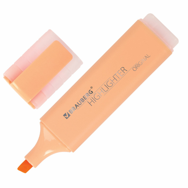 Текстовыделитель BRAUBERG "ORIGINAL PASTEL", ПЕРСИКОВЫЙ, линия 1-5 мм, 151696 Текстовыделитель BRAUBERG "ORIGINAL PASTEL", ПЕРСИКОВЫЙ, линия 1-5 мм, 151696