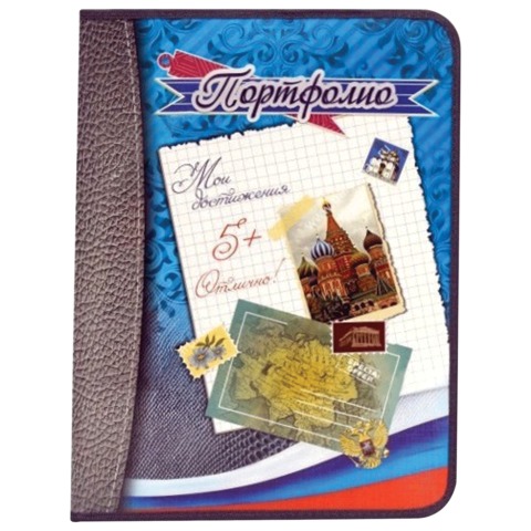 Портфолио ШКОЛЬНИКА, универсальное, папка лам. картон, внутренний блок 8 листов, синяя, ПТШ-1-СИН