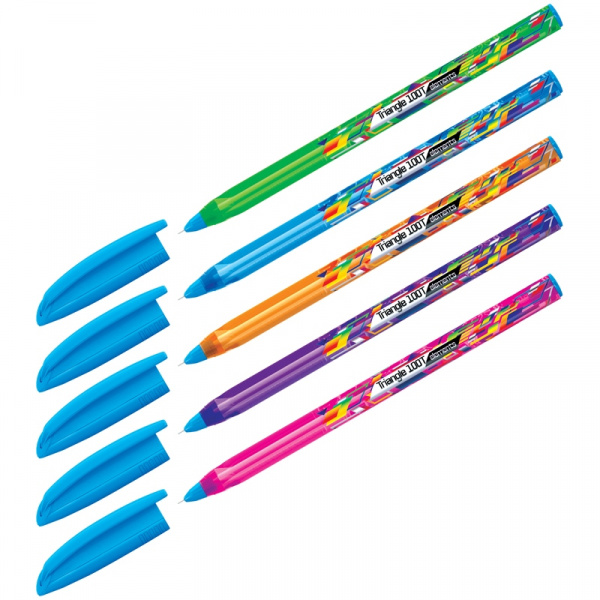 Ручка шариковая Berlingo "Triangle 100T Elements" синяя, 0,7мм, трехгран., игольчатый стержень CBp_0