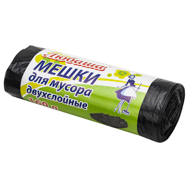Мешки д/мусора 160л Любаша в рулоне 10шт., ПВД 23мкм, 90*120см, черные эконом ПЛЮС Мешки д/мусора 160л Любаша в рулоне 10шт., ПВД 23мкм, 90*120см, черные эконом ПЛЮС