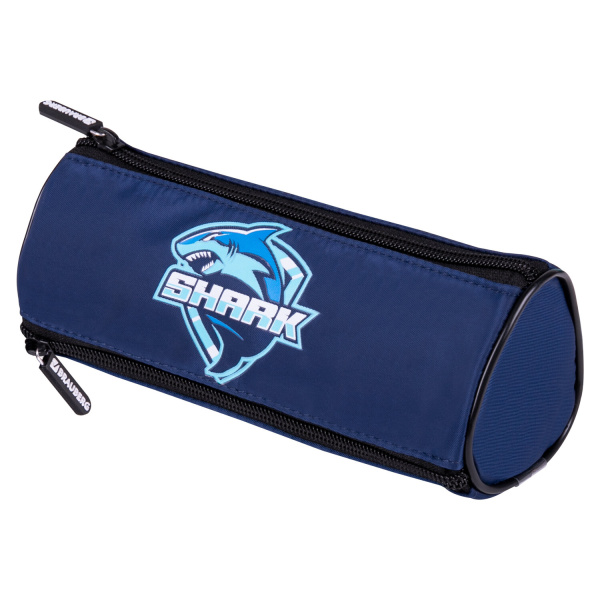Пенал BRAUBERG, 3 отделения, нейлон, 21х7х7см, Shark, 270842