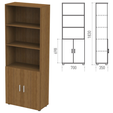 Шкаф полузакрытый "Канц", 700х350х1830 мм, цвет орех пирамидальный (ШК31.9+ДК32.9*2)