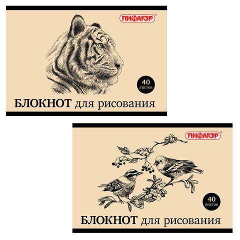 Блокнот д/рис. А4 40л., обложка офсет, горизонтальный, ПИФАГОР, Дикий мир, 104874