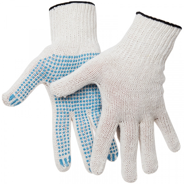 Перчатки х/б OfficeClean 7,5 класс, эконом, с точечным ПВХ, 4 нитки, белый, (42-43г), 166 текс