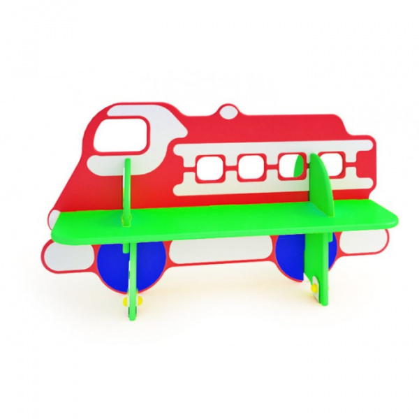 Скамейка детская "Пожарная машина", 2-7 лет, влагостойкая фанера, размеры 1300х600мм