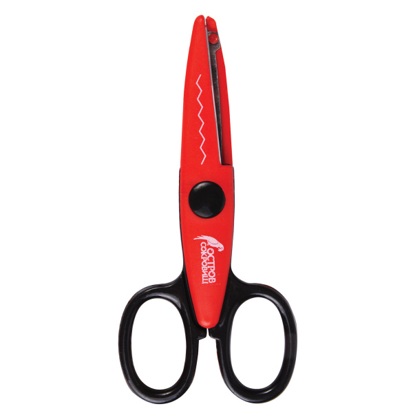 Ножницы ОСТРОВ СОКРОВИЩ, 135 мм, фигурное лезвие "зубцы", красно-черные, 236779
