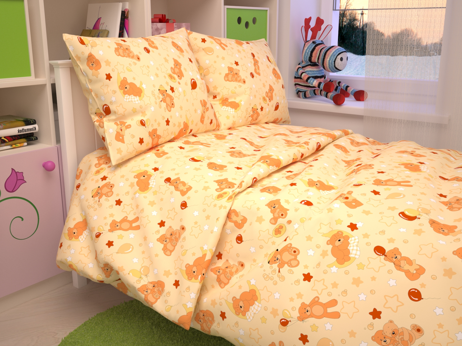 КПБ бязь 125 г. детский рисунок, подод-110*147, прост-110*150, нав 40*60