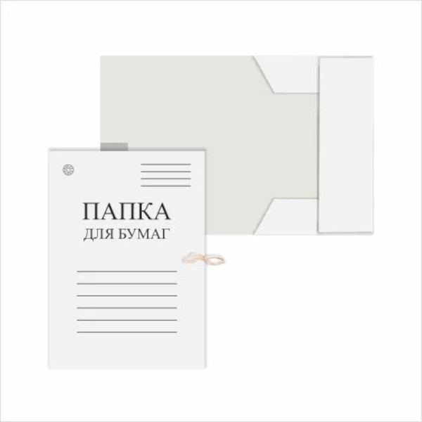 Папка для бумаг с завязками DOLCE COSTO, картон, 360г/м2, немелованный, белый