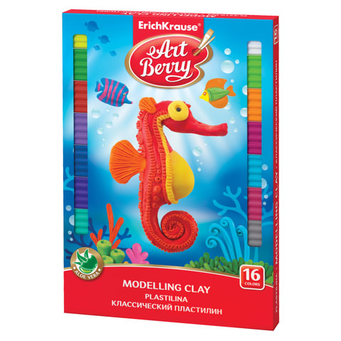 Пластилин ERICH KRAUSE, 16 цветов, 288 г, со стеком, 30664