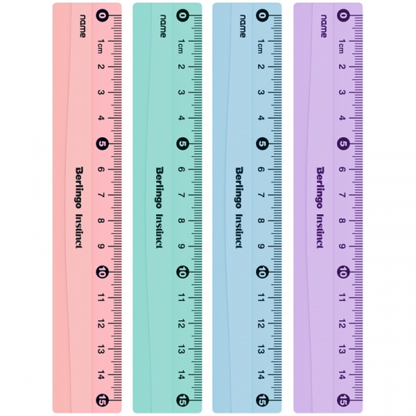 Линейка 15см Berlingo "Instinct", пластиковая, ассорти, европодвес PR_40015