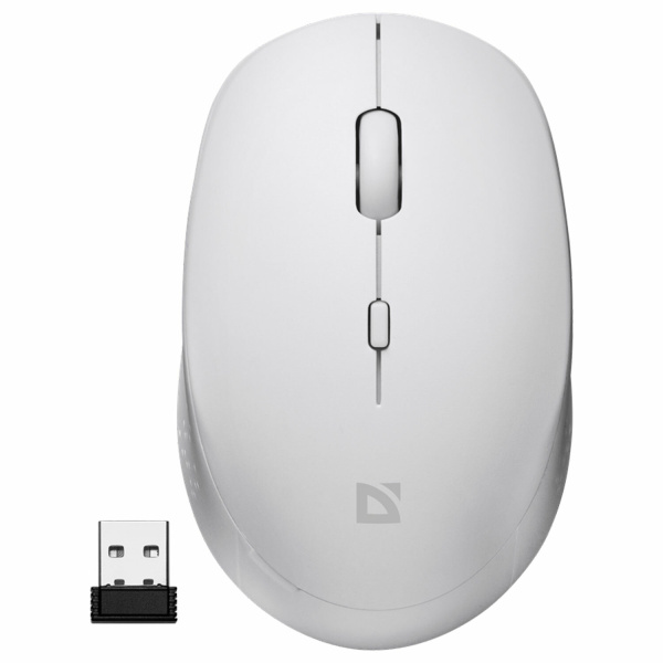 Мышь беспроводная DEFENDER Auris MB-027, USB, 3 кнопки + 1 колесо-кнопка, оптическая, белая, 52028 