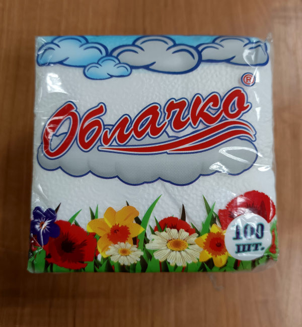 Салфетки бумажные 100шт. 24х24шт. Облачко, белые /24