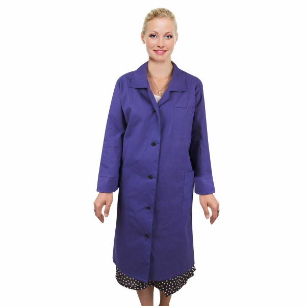 Халат рабочий голубой бязь дл.рукав на пуговицах р.48-50