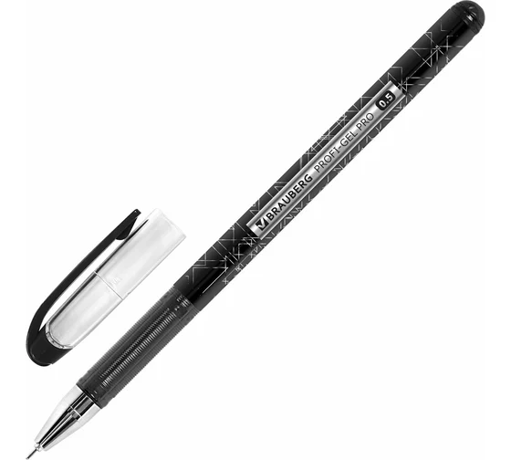 Ручка гелевая BRAUBERG "Profi-Gel PRO", ЧЕРНАЯ, линия письма 0,4 мм, игольчатый наконечник 0,5 мм, п