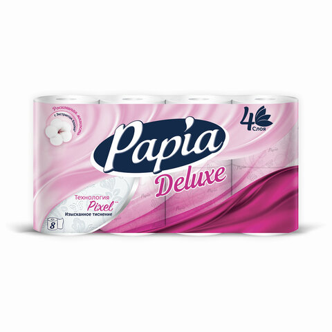Бумага туалетная PAPIA DELUXE 4-слойная, 8шт. х16м, белая