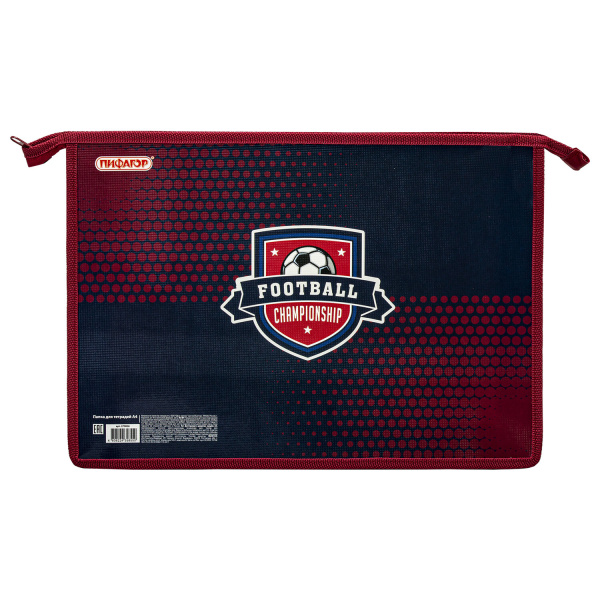 Папка для тетрадей ПИФАГОР А4, 1 отделение, картон/пластик, на молнии, Сhampion, 270856