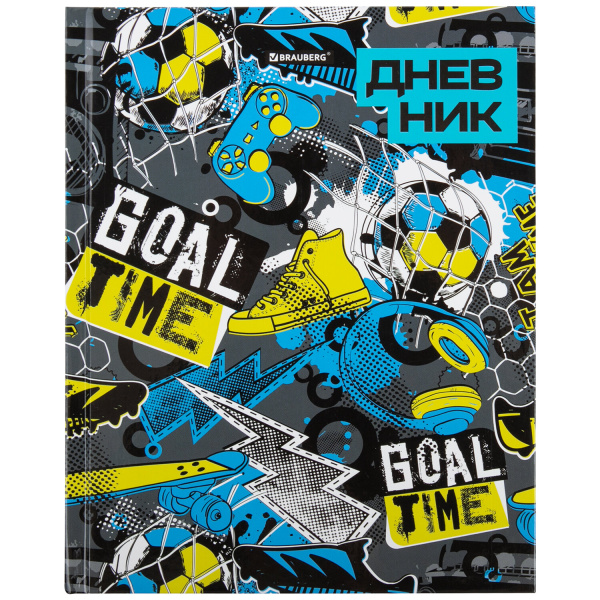 Дневник 5-11 класс 48л, твердый, BRAUBERG, глянцевая ламинация, с подсказом, Goal Time, 106397