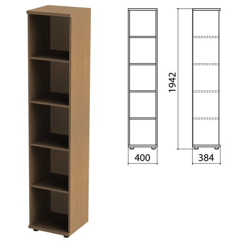 Шкаф (стеллаж) "Эко/Этюд", 386х370х1996 мм, 4 полки, орех, 908851-190 