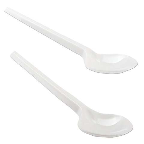 Одноразовые ложки чайные, комплект 4000 шт. (40 упаковок по 100 штук), пластиковые, 125 мм, белые